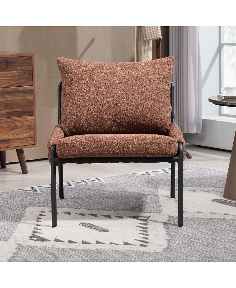 Streamdale Cozy Accent Lounge Chair with Braided Upholstery, Metal Frame (Brown)