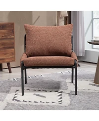 Streamdale Cozy Accent Lounge Chair with Braided Upholstery, Metal Frame (Brown)