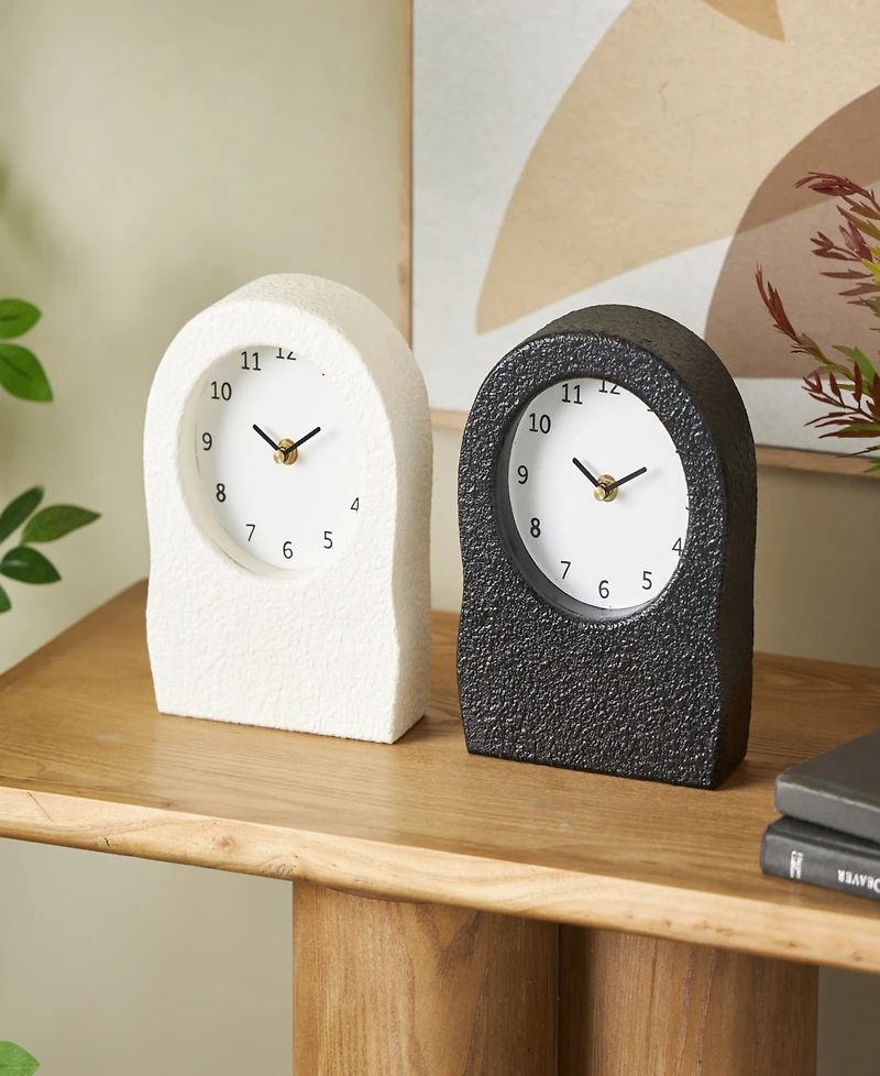 Rosemary Lane 9" Metal Textured Decorative Clock with Gold Accents, Set of 2