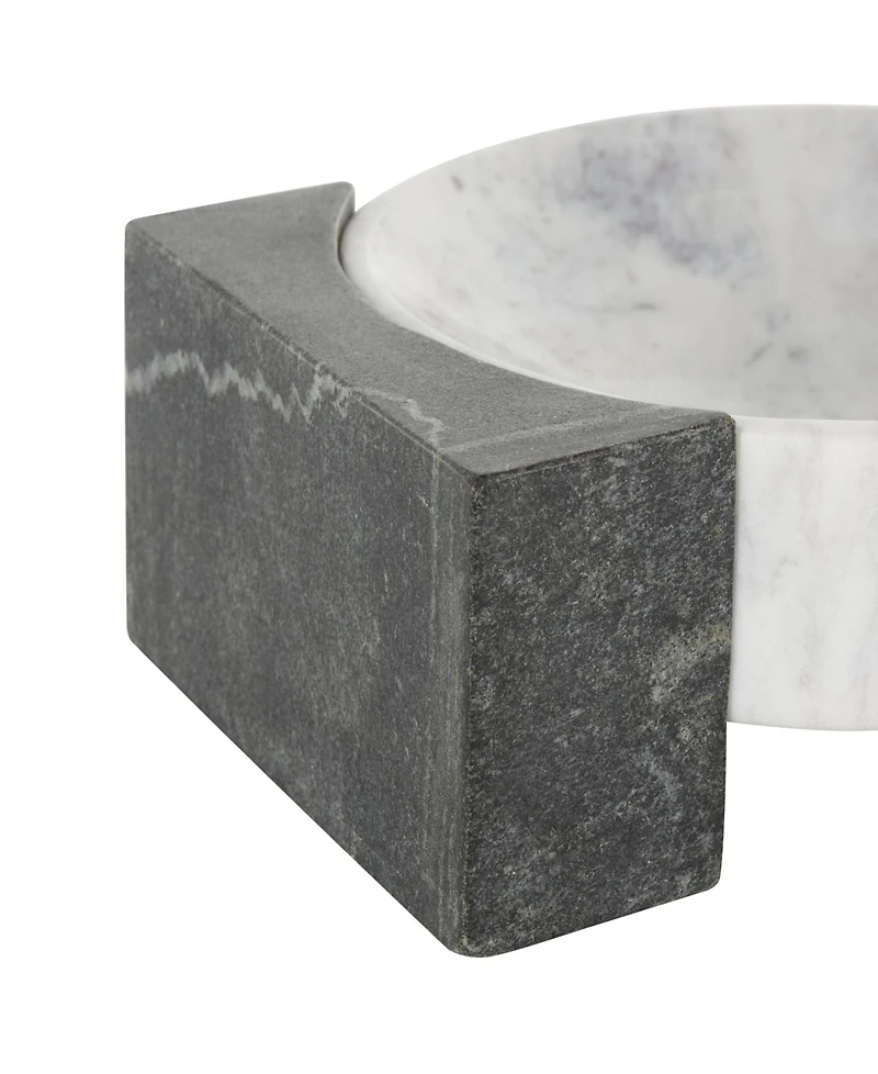 Rosemary Lane Marble Tray with Black Rectangular Blocks, 10" x 8"