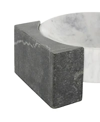 Rosemary Lane Marble Tray with Black Rectangular Blocks, 10" x 8"
