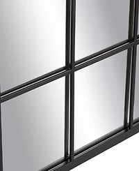 Rosemary Lane 34" Metal Arched Window Pane Inspired Room Wall Mirror with Black Frame