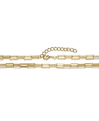 14K Gold Plated Clear Cubic Zirconia Link & Chain Necklace
