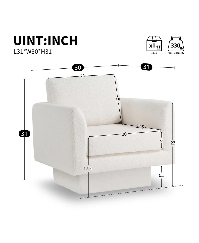 Streamdale 360 Modern Swivel Accent Chair, Cozy Teddy Sherpa Round Armchair, Comfy Barrel Chair