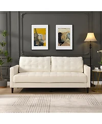 Streamdale 3-Seater High Resilience Modern Sofa, Wooden Frame Beige