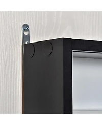5-Tier Display Cabinet, Glass Display Case with 2 Doors and Adjustable Shelves, Wall-Mounted, Black, White
