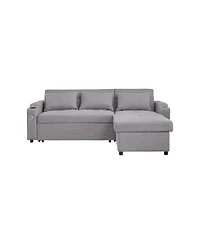 Streamdale 84" Adjustable Sofa Bed with Storage & Usb, Convertible to L-Shape