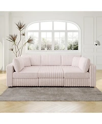 Streamdale U-Shaped 6-Person Sofa with Ottoman, Light Pink, Modular Furniture