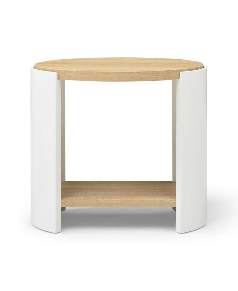 Streamdale 2-Layer Storage Nightstand Table (Natural and White)