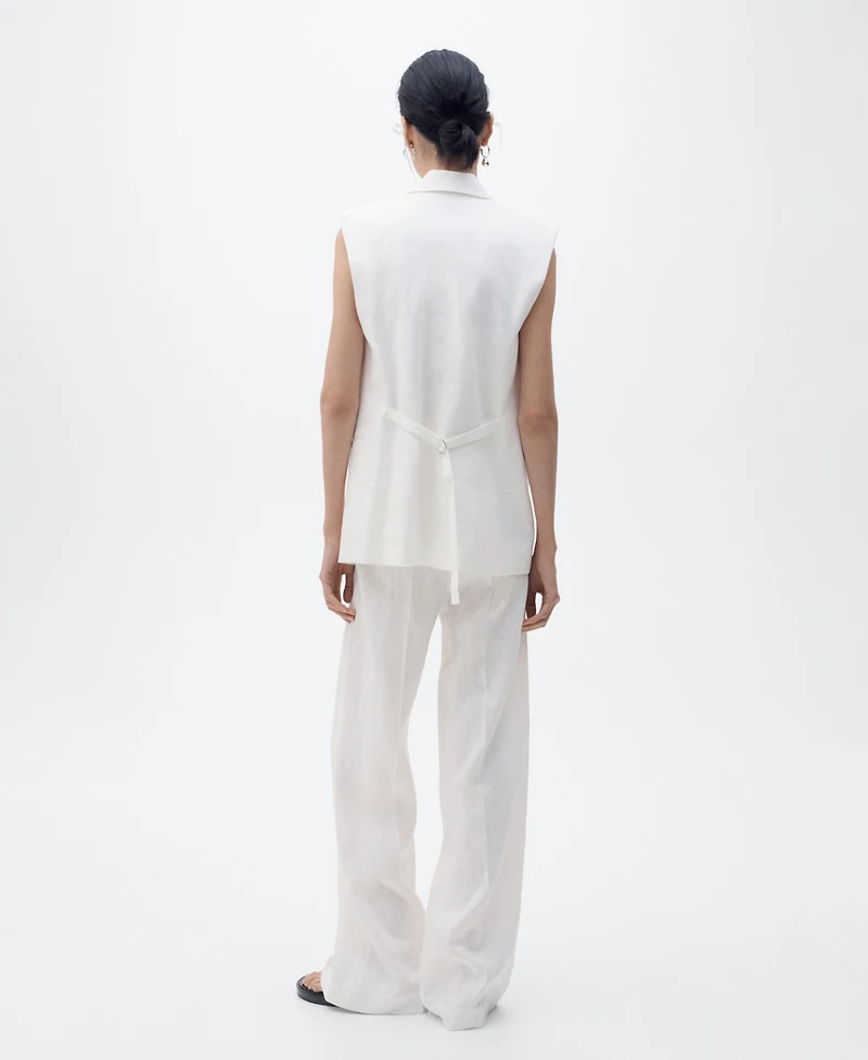 Mango Women's Straight-Fit Linen Suit Pants