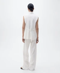 Mango Women's Straight-Fit Linen Suit Pants