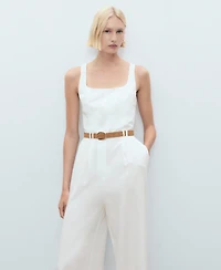 Mango Women's Belted Long Lyocell Jumpsuit