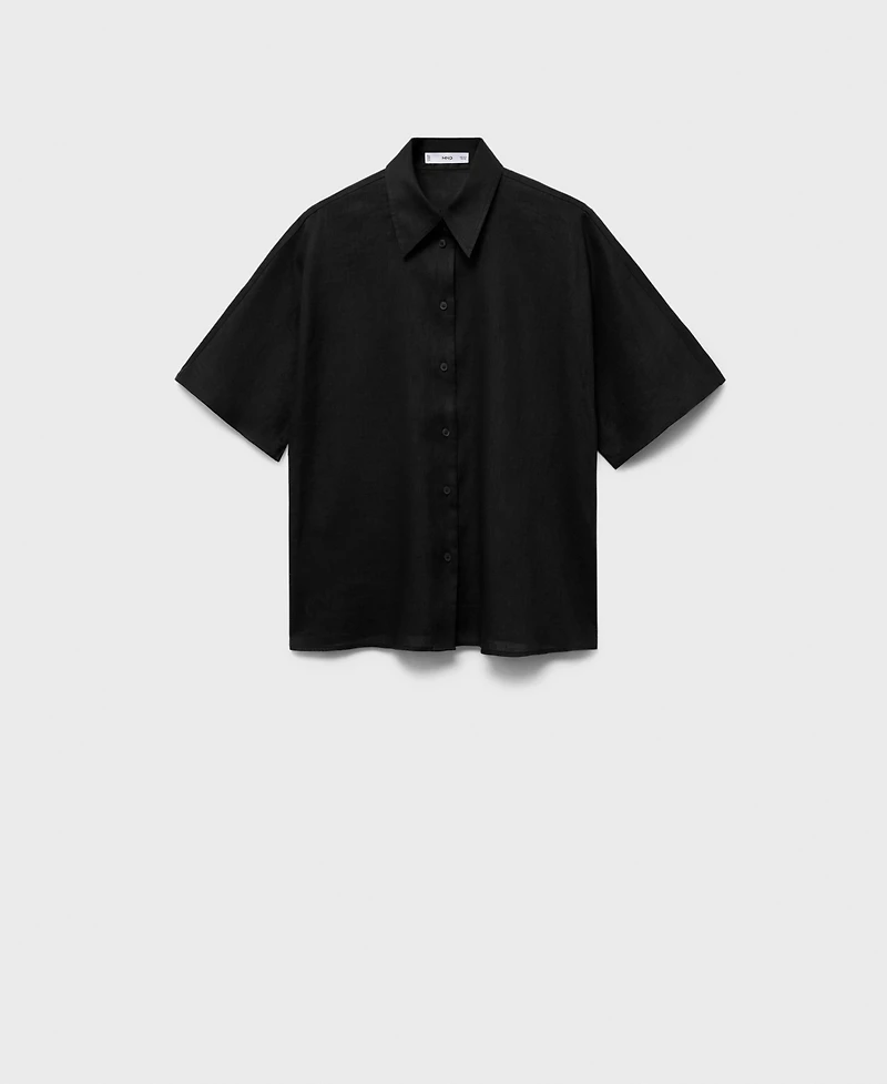 Mango Women's Short Sleeve Linen-Blend Shirt