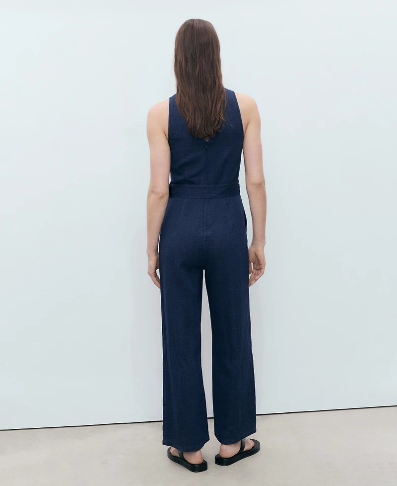 Mango Women's Long Soft Denim Jumpsuit