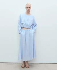 Mango Women's Pocketed Cropped Linen Jacket