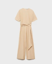 Mango Women's Straight-Fit Short-Sleeved Jumpsuit