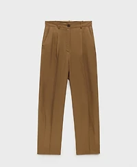 Mango Women's Linen-Blend Pleated Pants