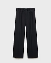 Mango Women's Bow Straight-Fit Linen Pants