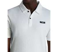 Karl Lagerfeld Paris Men's Short Sleeve Ribbed Polo Shirt