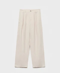 Mango Women's Tortoiseshell Button Linen Pants