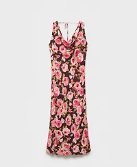 Mango Women's Draped Neck Floral Dress