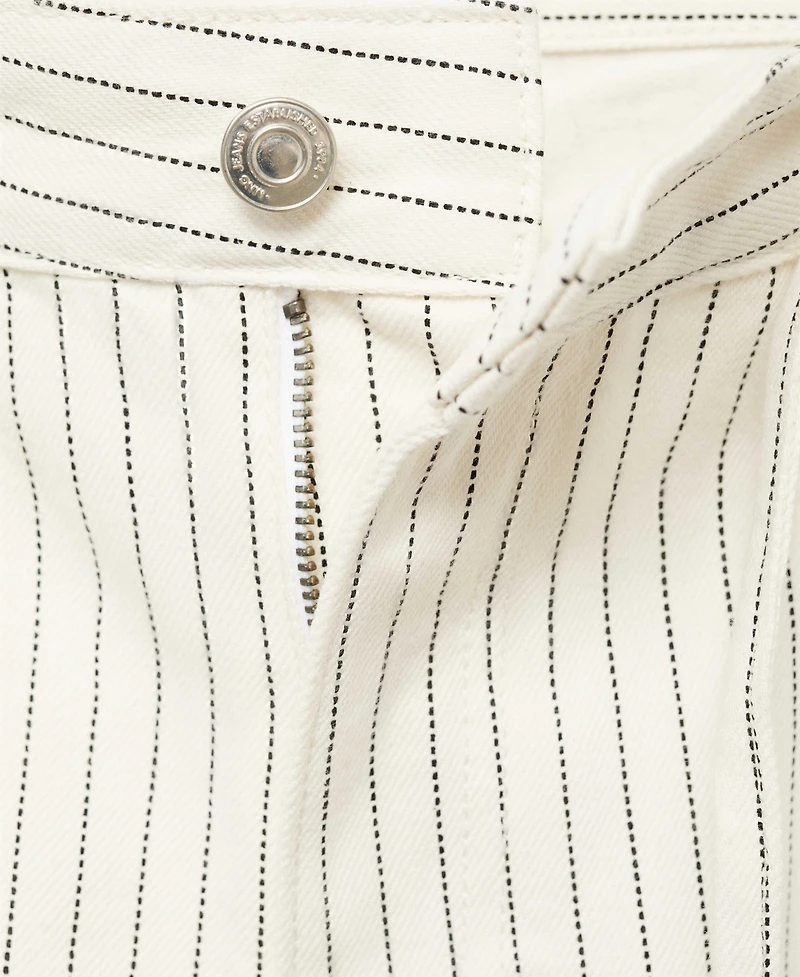 Mango Women's Stripes and Belt Wide Leg Jeans