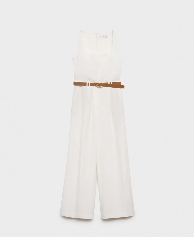 Mango Women's Belted Long Lyocell Jumpsuit