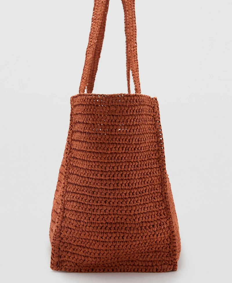 Mango Women's Natural Fiber Double-Handle Shopping Bag