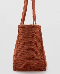 Mango Women's Natural Fiber Double-Handle Shopping Bag