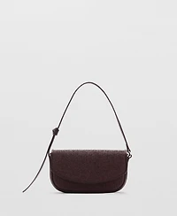 Mango Women's Flap Raffia Shoulder Bag