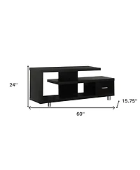 Wood Tv Stand with Open Shelving for Flat Screen TVs and Media Equipment