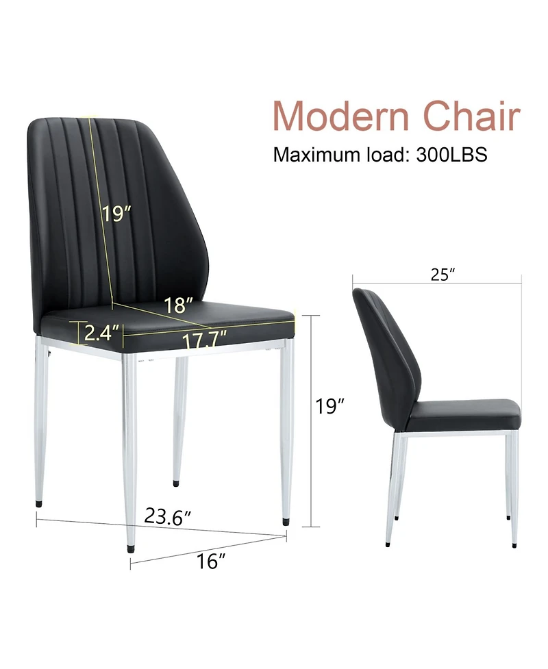 Streamdale Black Pu Comfort Dining Chairs (Set of 8)