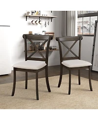 Streamdale Wooden Cross-Back Dining Chairs, Set of 2