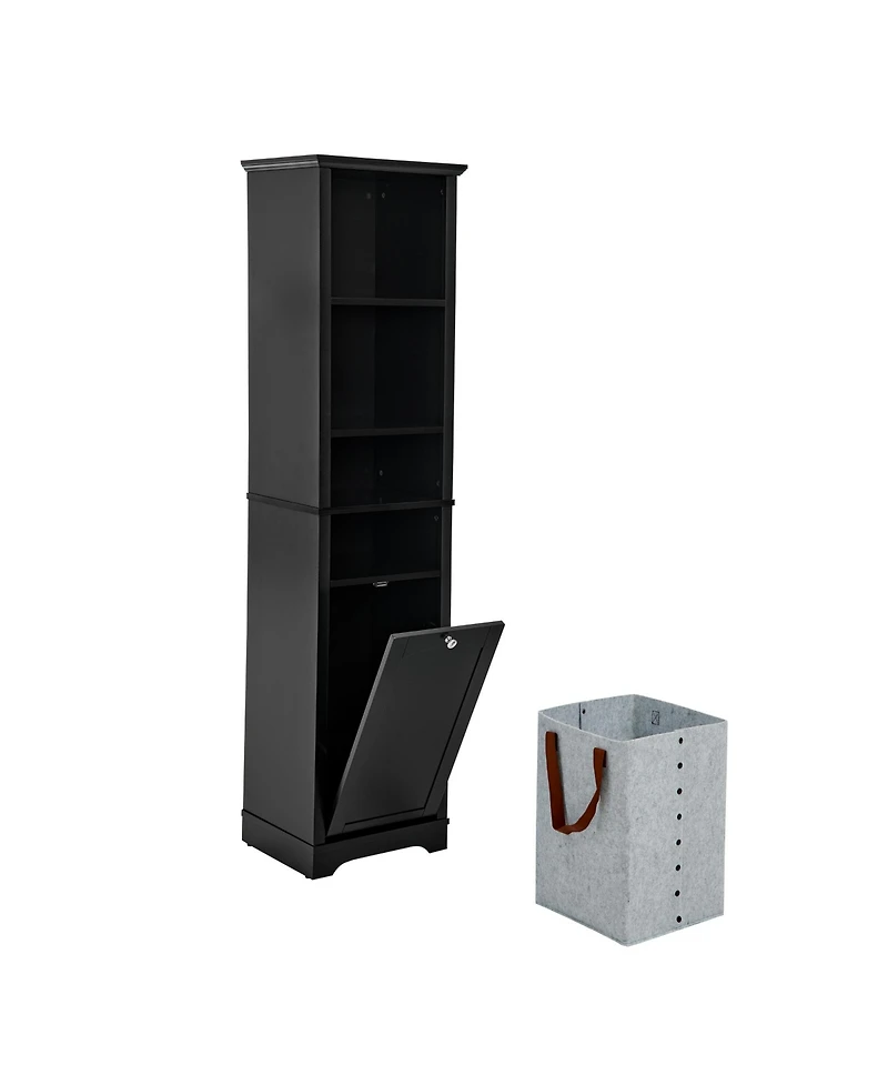 Streamdale 64" Bathroom Storage Cabinet with Laundry Hamper and Adjustable Shelves