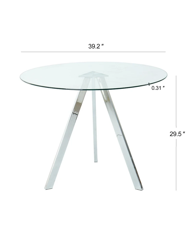 Streamdale Modern Glass Dining Table with Electroplated Metal Legs