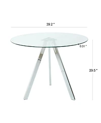 Streamdale Modern Glass Dining Table with Electroplated Metal Legs