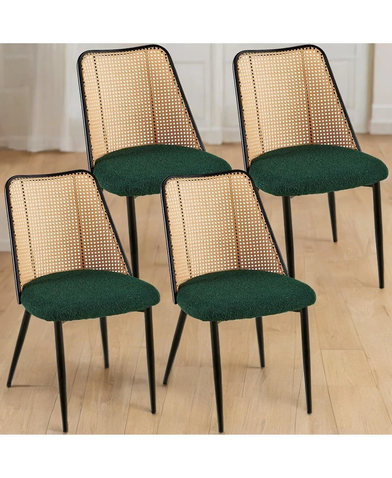 Streamdale Boucle and Cane Dining Chairs (Set of 4)