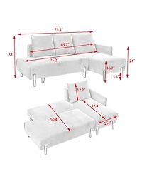 79.50 inches long, Velvet Sofa Fabric, with three matching pillows and spacious and comfortable seats, for Apartment Office Living Room