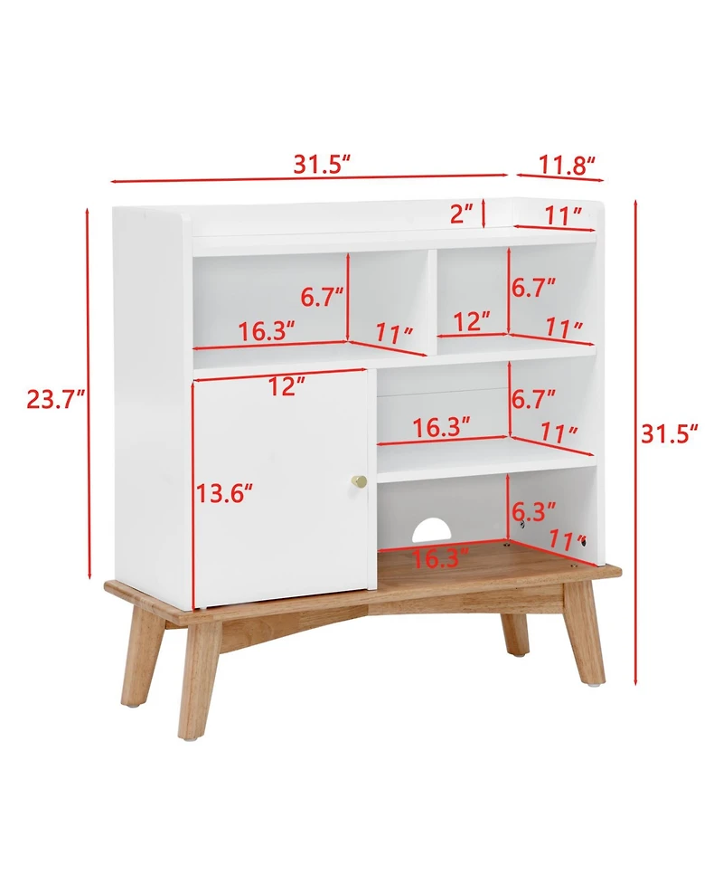 Streamdale Colorblock Storage Cabinet with Wood Base, Floor Cabinet for Home and Office