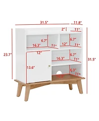 Streamdale Colorblock Storage Cabinet with Wood Base, Floor Cabinet for Home and Office