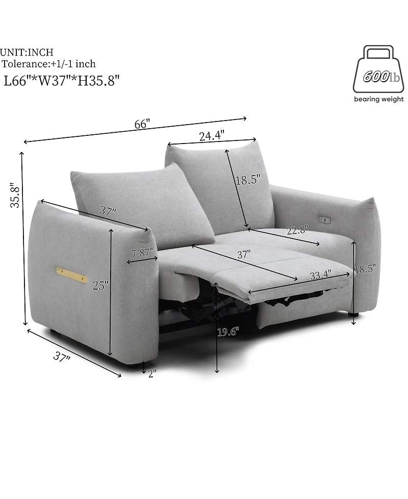 Streamdale Power Recliner Sofa Set with Led, Living Room Furniture Set, Leather Sofa Set with Usb Port Storage Console Cup Holder