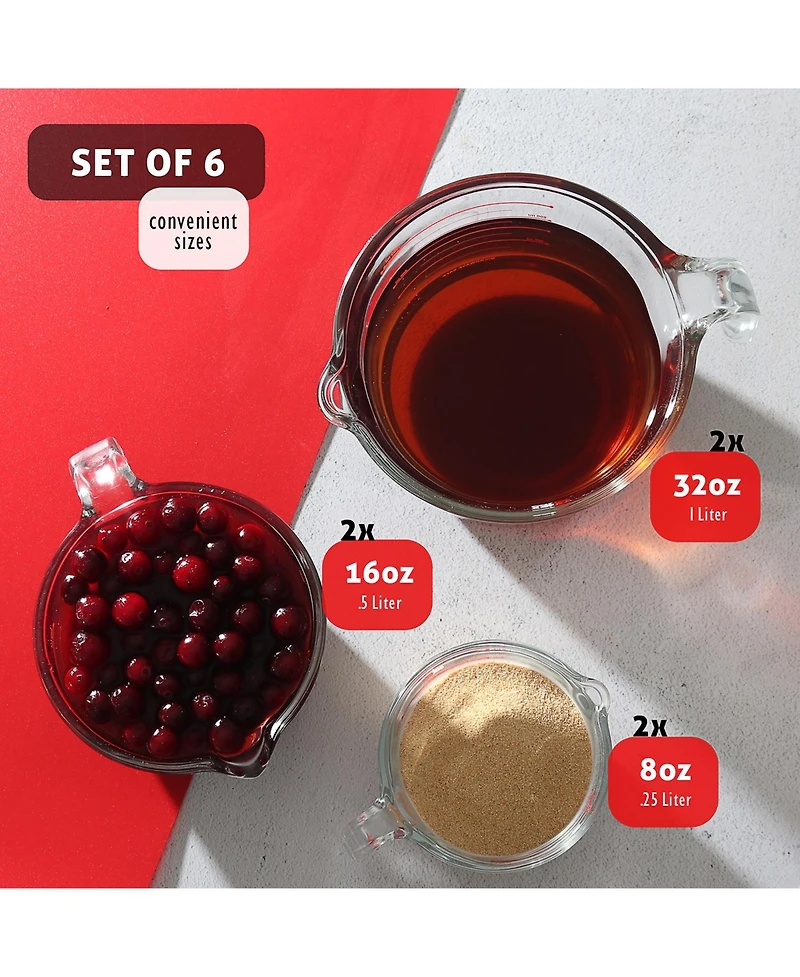 Borosilicate Glass Liquid Measuring Cups - Dishwasher, Microwave & Oven Safe