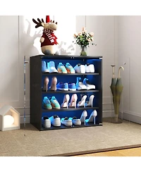 Streamdale Rgb Led Shoe Storage Box with Glass Door, Stackable (4 Tier-1)