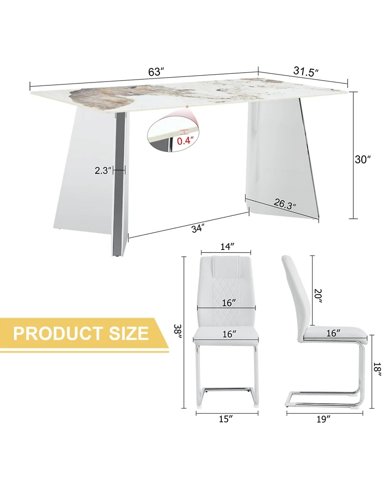Streamdale Pandora Sintered Stone Table (63" L) with 6 Pu Chairs
