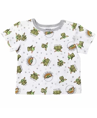 The Mandalorian Baby Boys Yoda Short Overalls, French Terry T-Shirt and Bucket Sun Hat 3 Piece Outfit Set