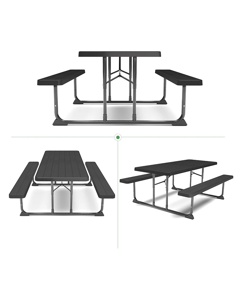 Skonyon 6ft Picnic Table with 2 Benches Heavy-Duty Table for 6-8 Person