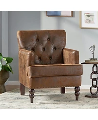 Streamdale Tufted Club Chair with Nailhead Trim and Birch Wood Legs