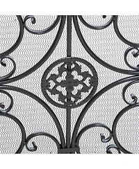 Streamdale Darcie Wrought Iron Fireplace Screen, Black Finish with Ornate Design