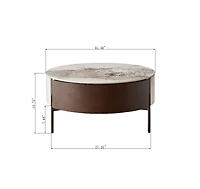 Streamdale Modern White & Wood Coffee Table with Drawers & Golden Legs