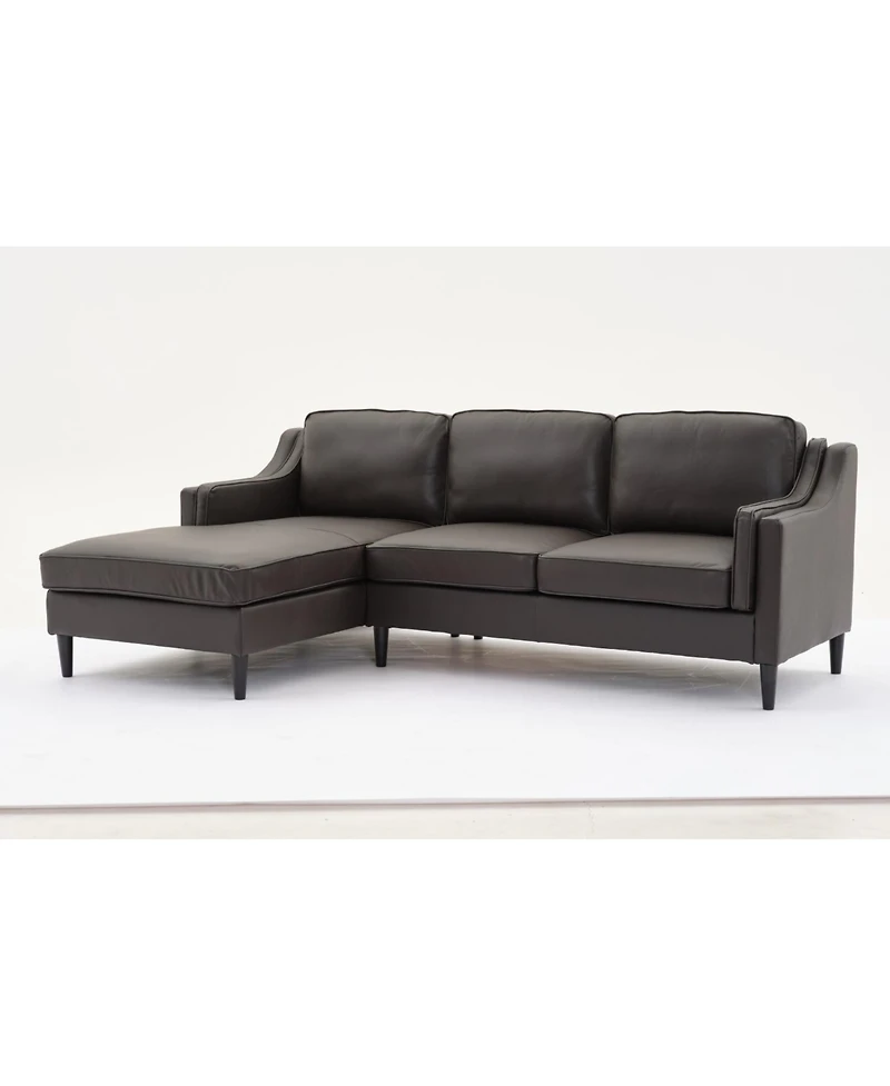 Streamdale 94.5 inch modern style L-shaped genuine leather sofa with chaise lounge, Left Chaise, Espresso